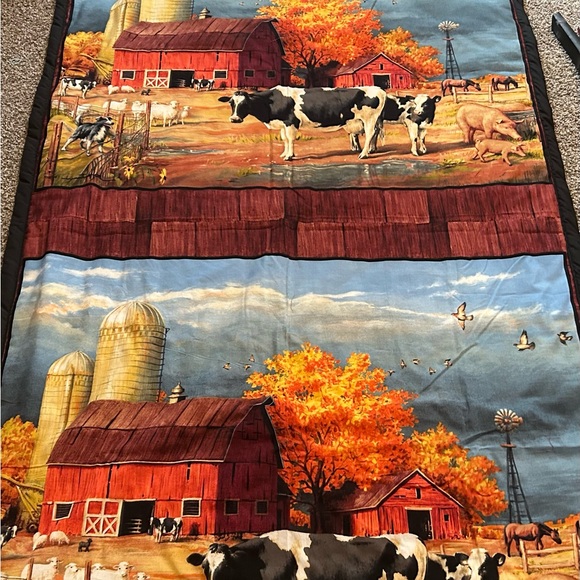 Rustic Farm Scene blanket Handmade
